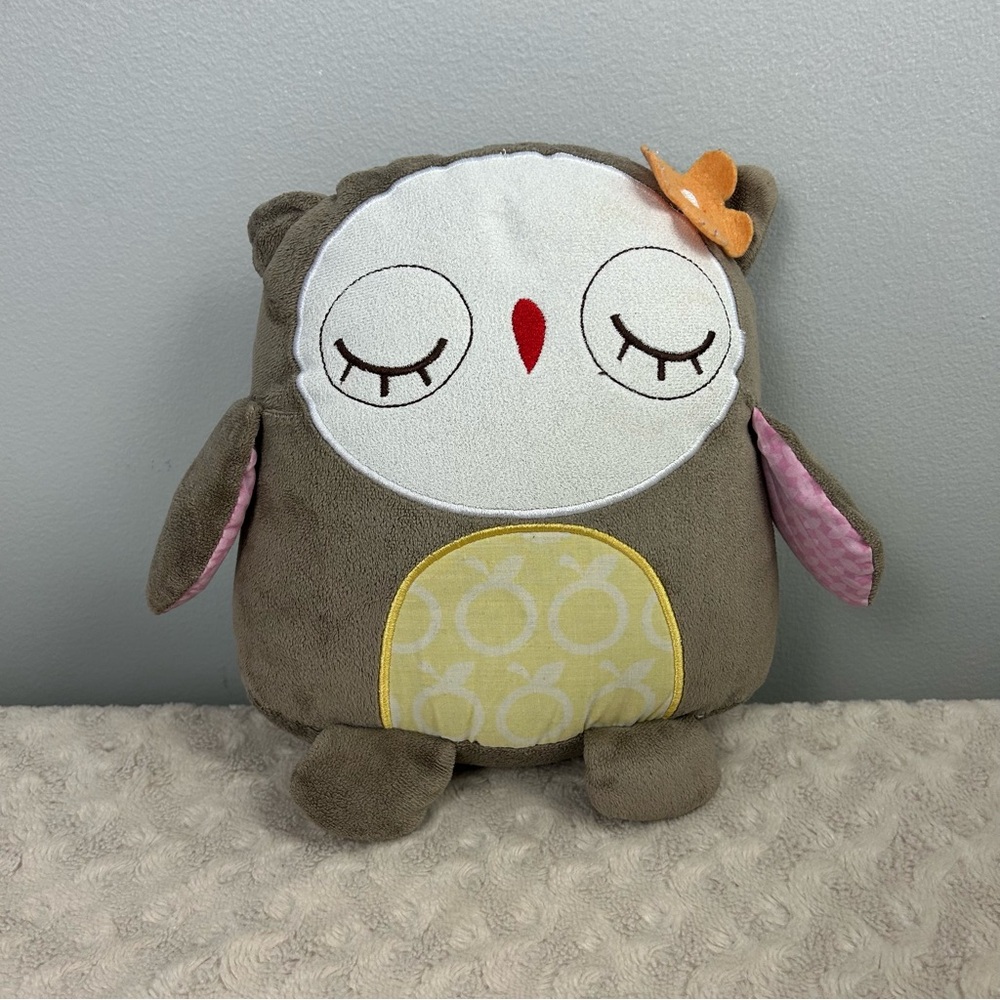 Cocalo Baby Owl Plush Stuffed Animal Toy White Yellow Pink Orange Flower